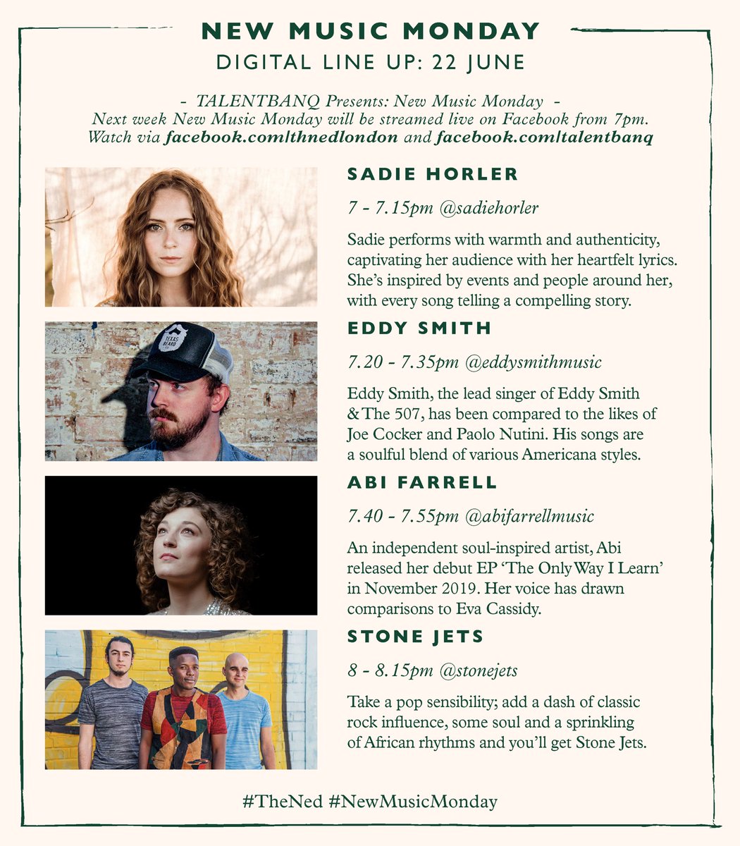 StoneJets's tweet photo. Ahoy folks!! We’ll be going live this coming Monday on @talentbanq ‘s FB page in assoc with @thenedlondon tune in for a good time 🙌#NewMusicMonday #TheNed #stonejets https://t.co/OARdxDCxaO