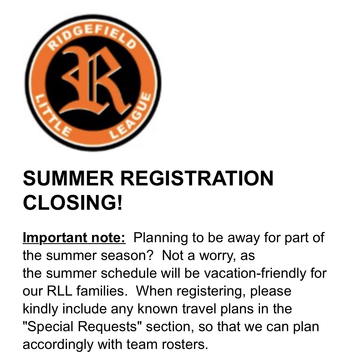 RidgefieldCTLL's tweet photo. Registration closes tonight. Please visit us at https://t.co/pkgWu0qMSh to find out more and register today! https://t.co/XoY0KJavRD