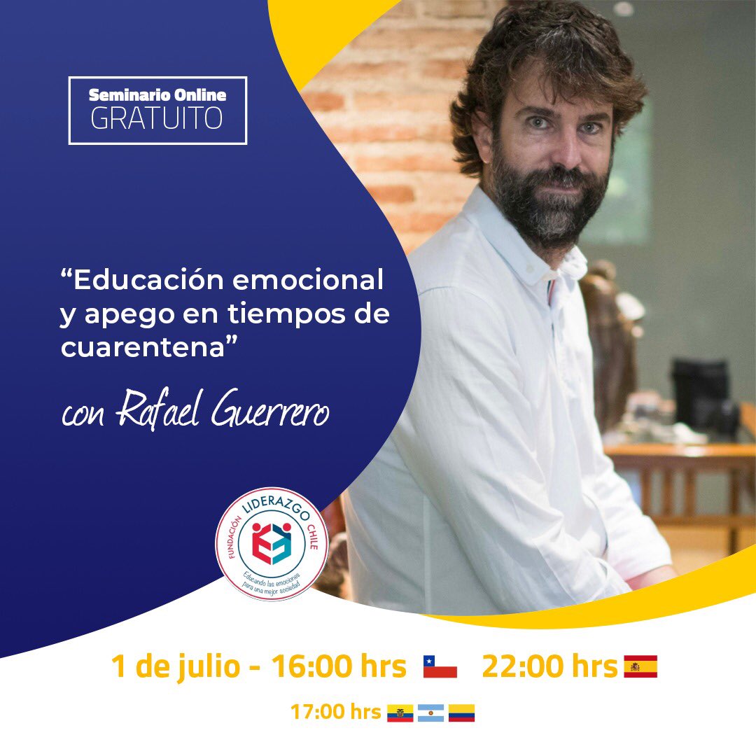 Incribete Seminario Online gratuito con Rafael Guerrero experto en Educación Emocional y apego 

Inscríbete 👇👇 
us02web.zoom.us/webinar/regist…

1 de Julio 16:00 🇨🇱