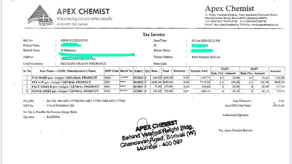 This is where we finally questioned on the consumables which they were still not ready to share. They simply asked us to pay ₹13k and go.The patient kept insisting on the breakup and we finally saw the largest chunk was the PER DAY cost of ₹10,370 here’s the breakdown of it