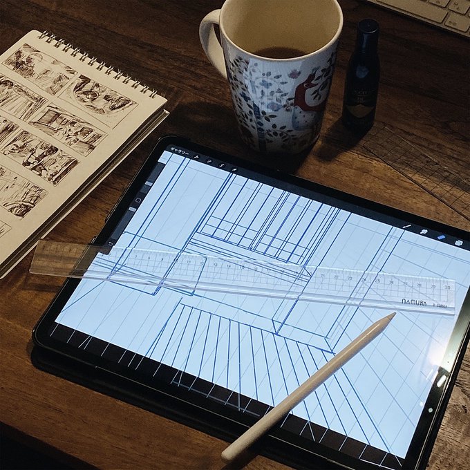 ついにこれをした(iPadに定規) 