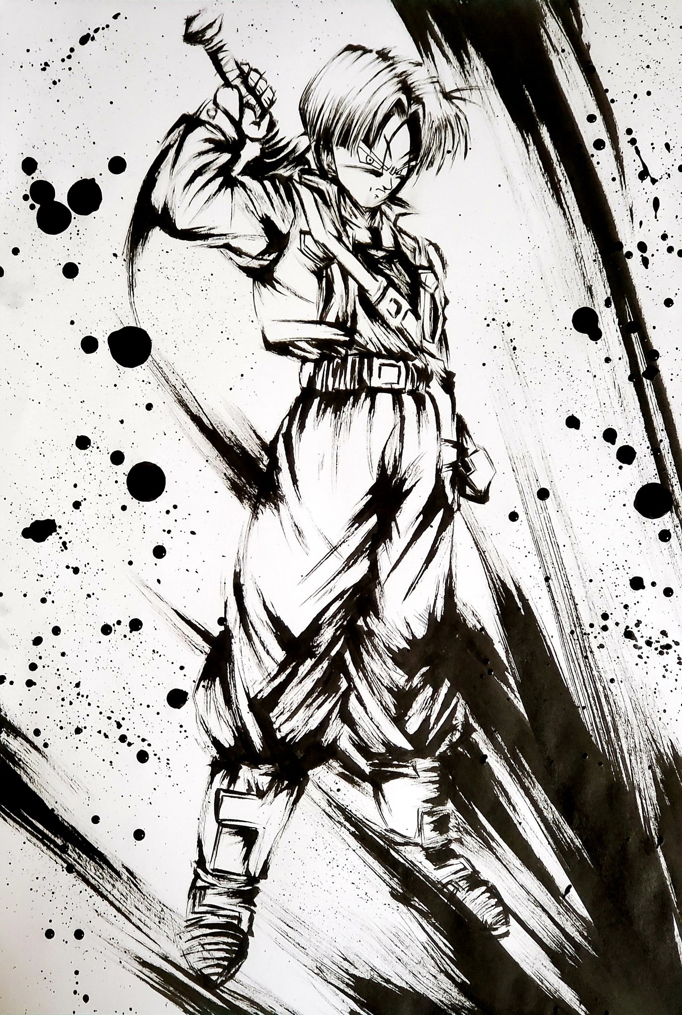 こバya4 No Twitter 墨絵 トランクス 青年期 ドラゴンボール ドッカンバトル 模写 墨絵 イラスト こバya4 No Twitter 墨絵 トランクス 青年期 ドラゴンボール ドッカンバトル 模写 墨絵 イラスト