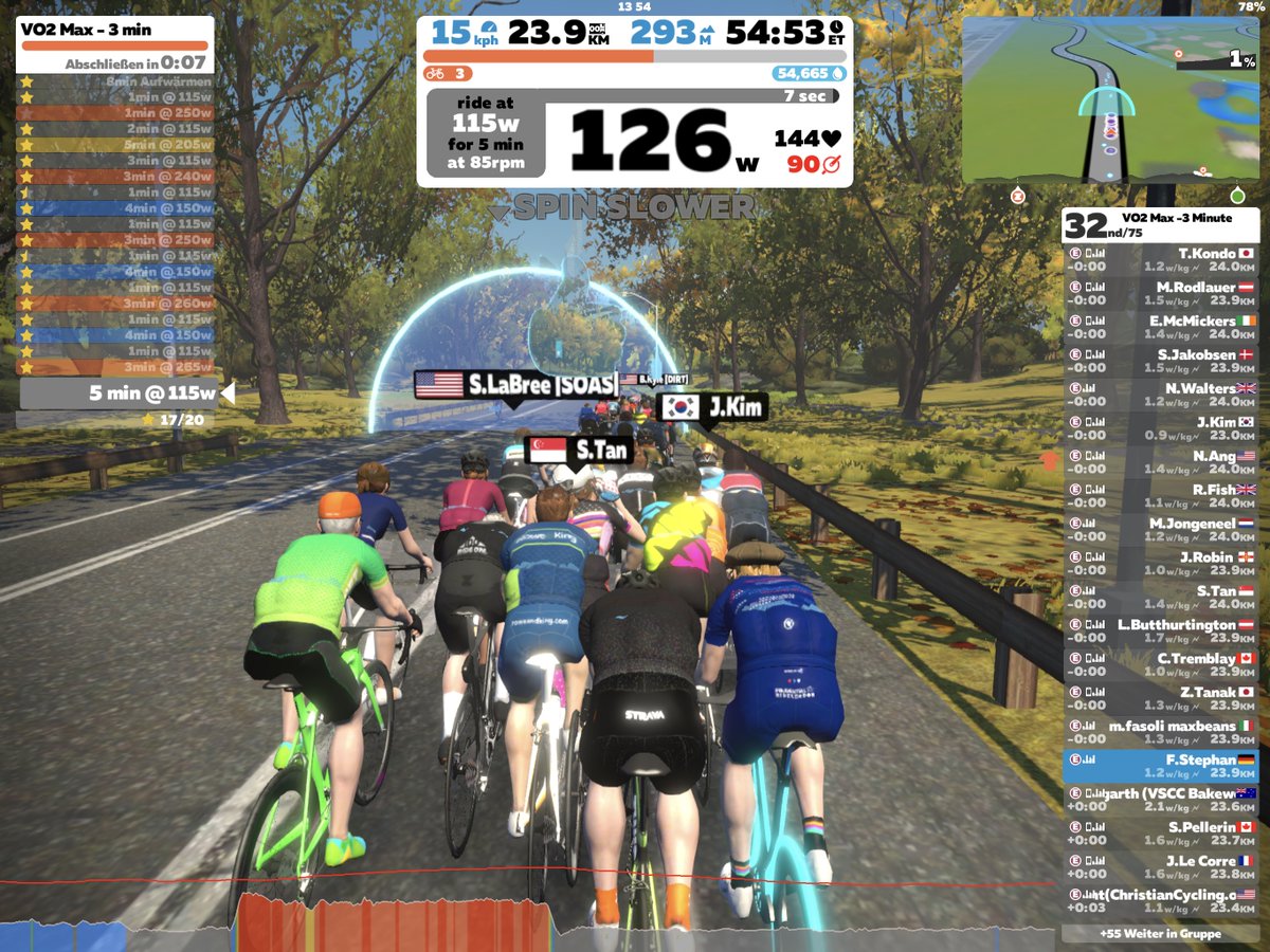 tek66de's tweet photo. Heute, seit länger Zeit, wieder einen #FTPTest gefahren: mit #IndoorCycling auf #Zwift. 

Es lief alles gut 😊 denn aufgeben war nicht. Zwar dachte ich ein-zwei Mal kurz daran… denn 55 min können sich gut in die Länge ziehen… und geschafft. 👍🏻 😅

#tek66 #BeatYesterday #IC7 https://t.co/1VVDUV67gg