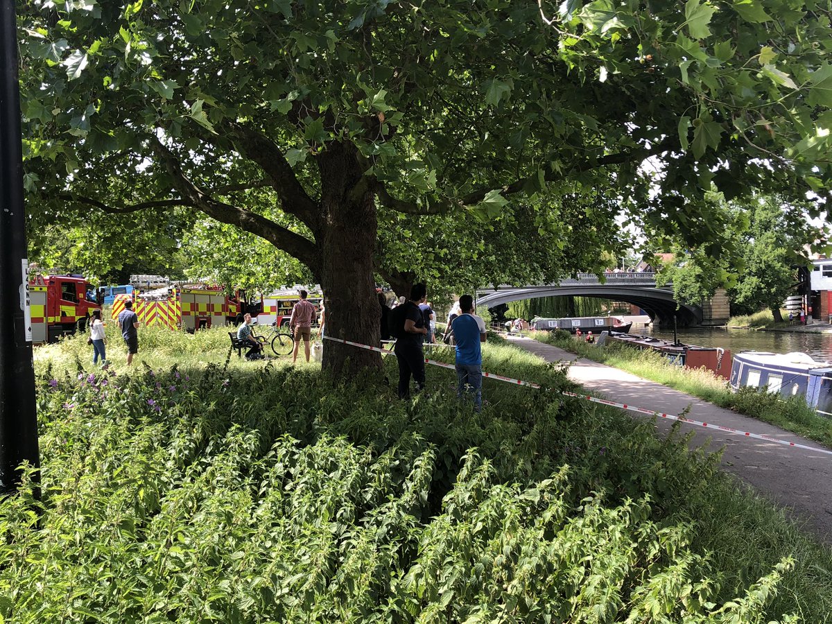 Waiting on baited breath in Cambridge as the whole fire brigade arrives to extract a cow from the river