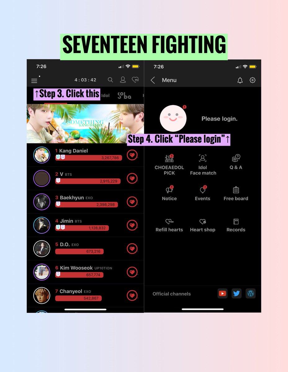 17hwaiting's tweet photo. @pledis_17 @ShineOnSVT @CaratSquad_ @SVT_STREAM @SVTGlobal @svtnsupport @CaratBRA @17tutoriales @pledis17_STAFF [TUTORIAL] Soribada Awards’ “Popularity Award” Category Voting on Choeaedol App Part1 https://t.co/g2hBCiUDKj