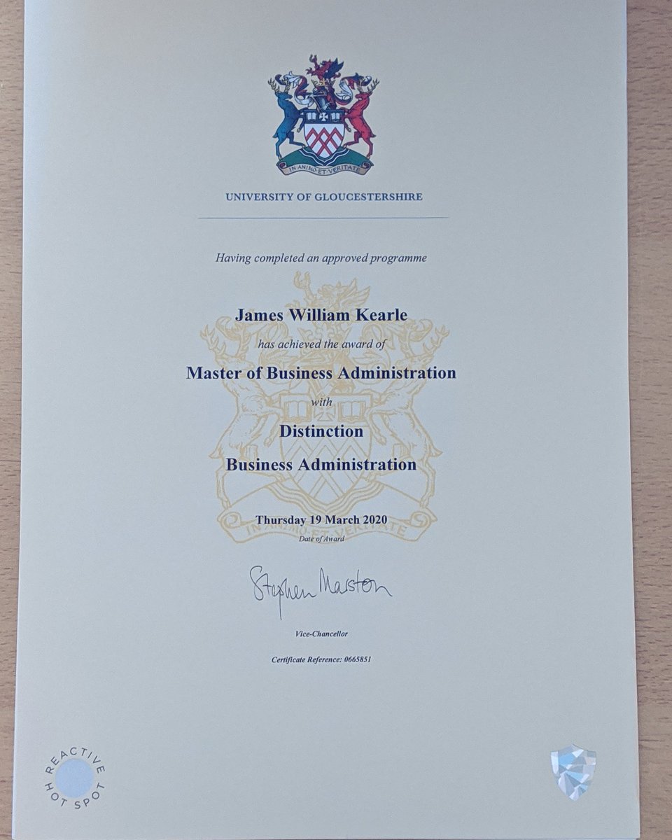 James On Twitter Nice Birthday Surprise My Master S Degree Certificate Was Heavily Delayed Due To Cv 19 But Finally Arrived Today Universityofgloucestershire Uog Mba Mastersdegree Degree Https T Co Thk4e0j8il