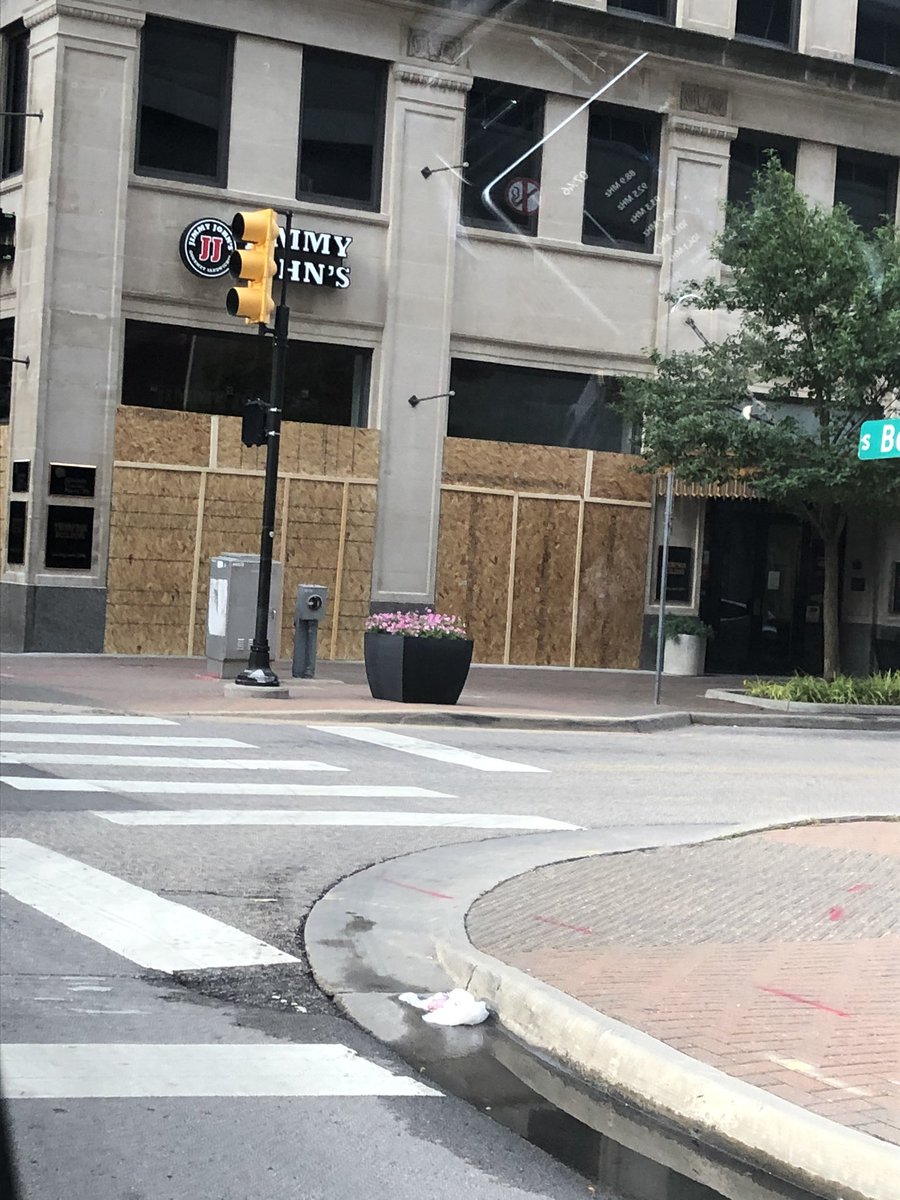 Many restaurants in downtown Tulsa are closed and boarded up today. Several closed early Friday and won’t re-open til Monday. For the few places that are open won’t have restrooms.