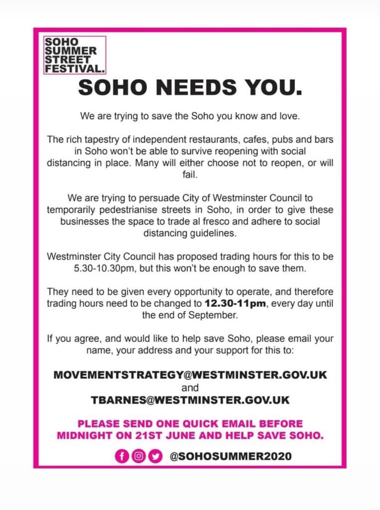 vickimichelle's tweet image. Save Soho! Soho to me is buzzy, laughter, theatre, food, drink, dancing, amazing memories and people let’s get that back. Email in and show your support @sohosummer2020 I’m missing my Aubergine parmigiana  @40DeanStreet #savesoho #soho