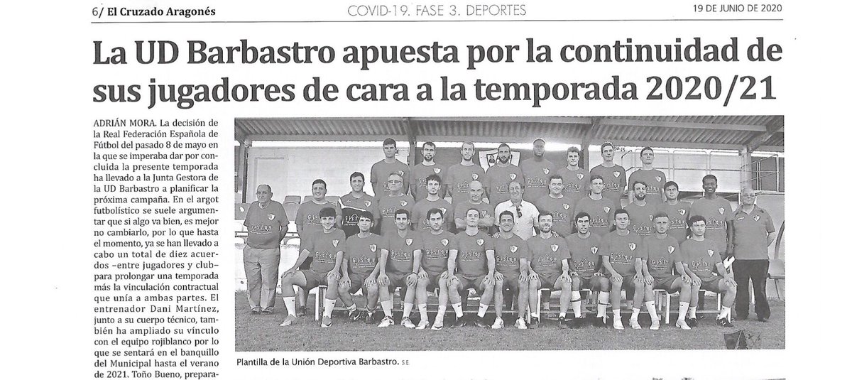 Ayer me estrené “oficialmente” en El Cruzado Aragonés, donde tuve la oportunidad de repasar la actualidad de la <a href="/udbarbastro/">U.D Barbastro</a> y charlar con <a href="/t_bueno96/">Toño Bueno Aliod</a>, su preparador físico. Un proyecto ambicioso que apuesta por la continuidad para la temp. 20/21🔴⚪️ 👏🏻