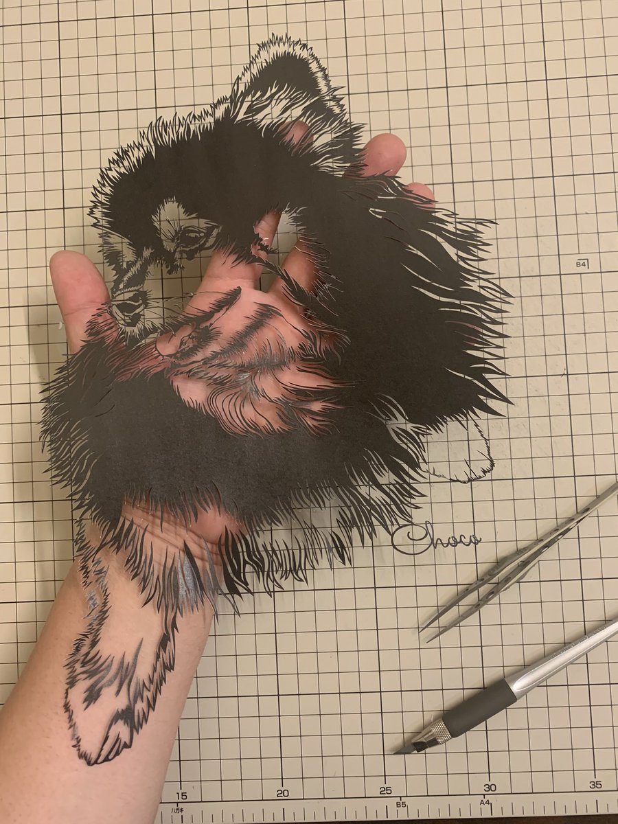 ポメ！ #切り絵 #ポメラニアン