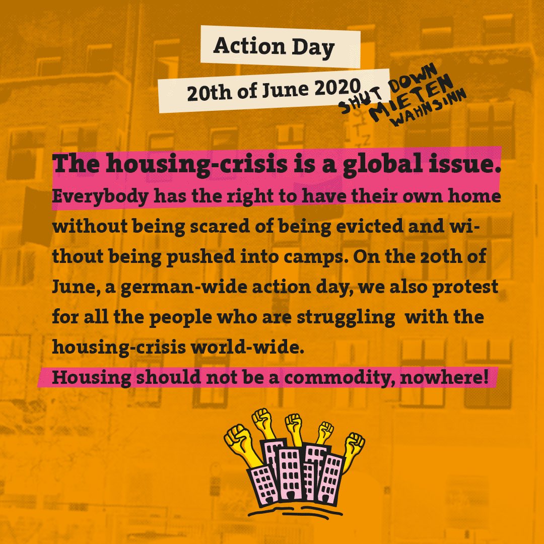 Today we had More Than 20 actions in 15 German cities. But Housing-Crisis is a global Issue. That‘s why we send international solidarity to all the other Housing-Struggles World-wide! #mietenwahnsinn #cancelrent #canceldebt