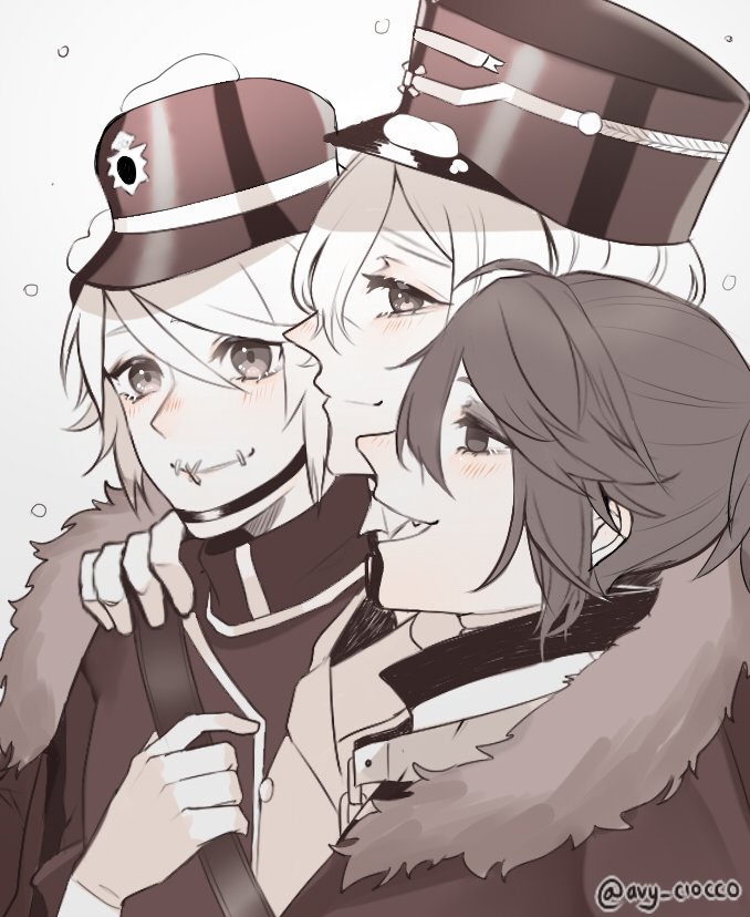 The pros of having a coat with some fur :

Warmth and Cuddles.

#victorxandrewxluca
#identityVイラスト 
#IdentityV 
#identityvfanart 
#illustrations
#manga
#victorgrantz 
#andrewkreiss 
#lucabalsa 
#teamVAL 