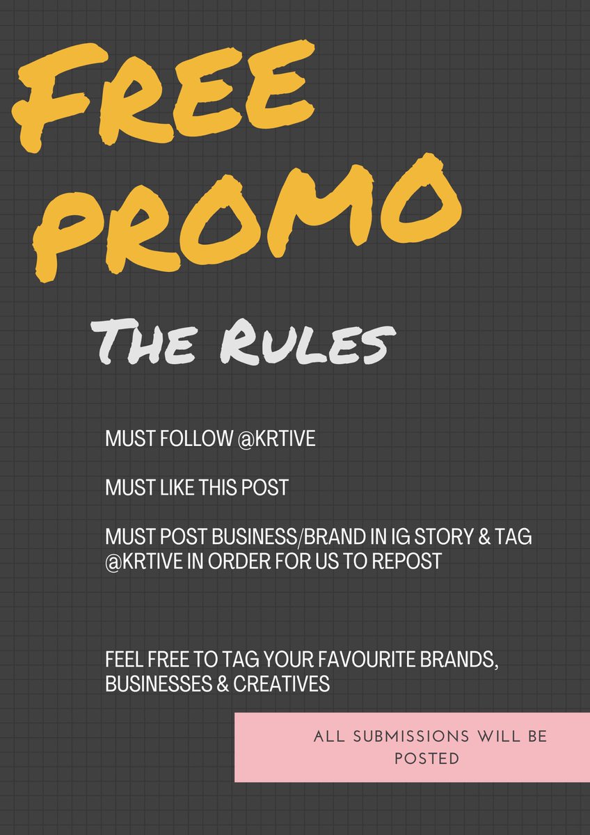 ⁣⁣⁣We’re  offering FREE promo to all Black-owned brands, influencers and creatives. ⁣⁣
⁣⁣
All you have to do is: ⁣⁣
⁣⁣
FOLLOW <a href="/KRTIVEUK/">KRTIVE</a> 
LIKE this post ⁣⁣

Feel free to tag and nominate others.
⁣⁣
All submissions will be reposted. ⁣⁣
⁣⁣
Happy Saturday