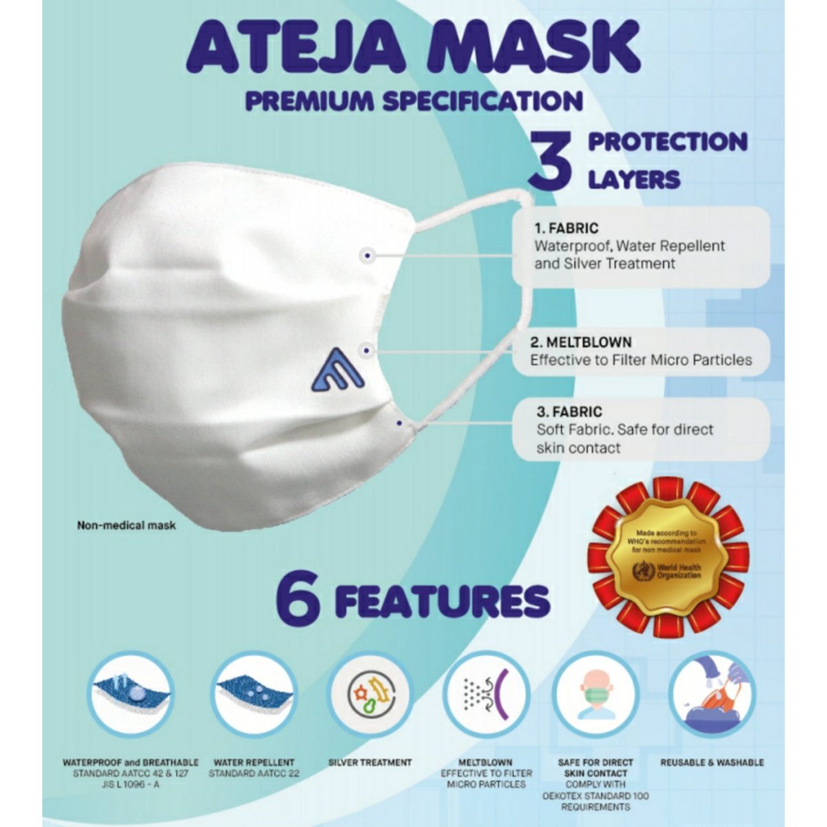 cheonsarang_id's tweet photo. WTS 

Masker kain ATEJA Premium Quality :
* 3 Ply
* Water Proof &amp; Water Repellent
* Soft Fabric
* Washable &amp; Reuseable
* Harga terjangkau

Dm untuk detail info 

#wts #maskerkain #masker #jualmasker #jualmaskerkain https://t.co/yQIbIeUFhh