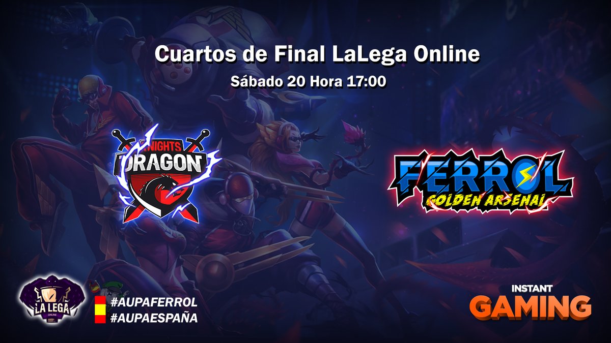 ¡Esta tarde tenemos #DerbiGallego!

<a href="/GRFerrolARS/">Golden Arsenal Ferrol</a> se enfrentará a los "caballeros" de <a href="/KingsdragonEs/">Kings Dragon Esports (CERRADO)</a> en los playoff. ¿Lograrán pasar a la semifinal?

🏆 <a href="/LegaOnline/">LaLegaOnline</a> 
🗓️ Sábado 20 de junio
🕥 17:00
💙 #AupaFerrol
📺 twitch.tv/kingsdragones