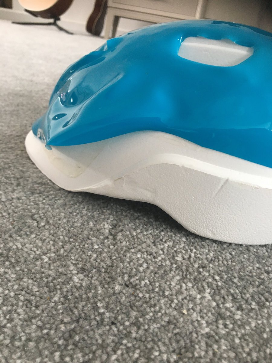 scottjcramp's tweet photo. This kids helmet from Decathlon falling apart after one week. No response at all from customer services after two weeks. #decathlon #decathlonshop https://t.co/S0sr09bDRd