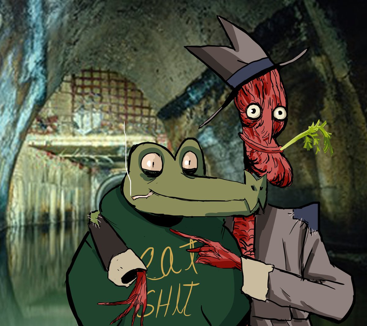 GroundBeefMan's tweet image. I got lost in the sewers for a few months and found a new friend! He's so cool!