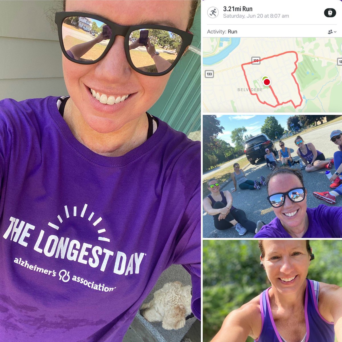 CaitlinGosnell's tweet photo. I have such wonderful friends who got out there and ran in the heat with me! We are some strong amazing women!  To all those who donated we raised $1,100!! Thank you for helping me shine that light on the longest day to raise awareness for Alzheimer’s! 💜 #ENDALZ #TheLongestDay https://t.co/gpmx5CvYD7