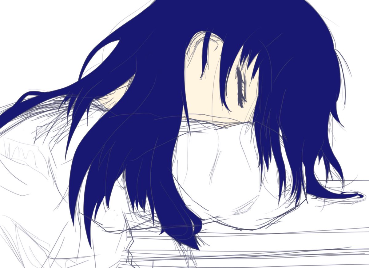 みずふうせん 1枚目の机に伏せてねちゃってるイラスト 2枚目は顔が可愛くかけたやつ 1つじゃない 絵は最近描き始めたからあんまり量がないのよ ˊᵕˋ