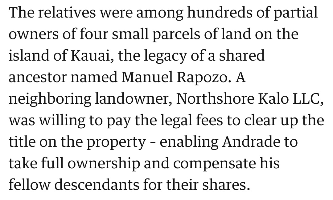 Mark Zuckerberg literally set up a local sounding shell corporation to approach local land owners, offer to pay legal fees to clear up titling claims, and then force it to public auction where mark could bankroll and snatch themhis house is an eyesore and I hope it burns