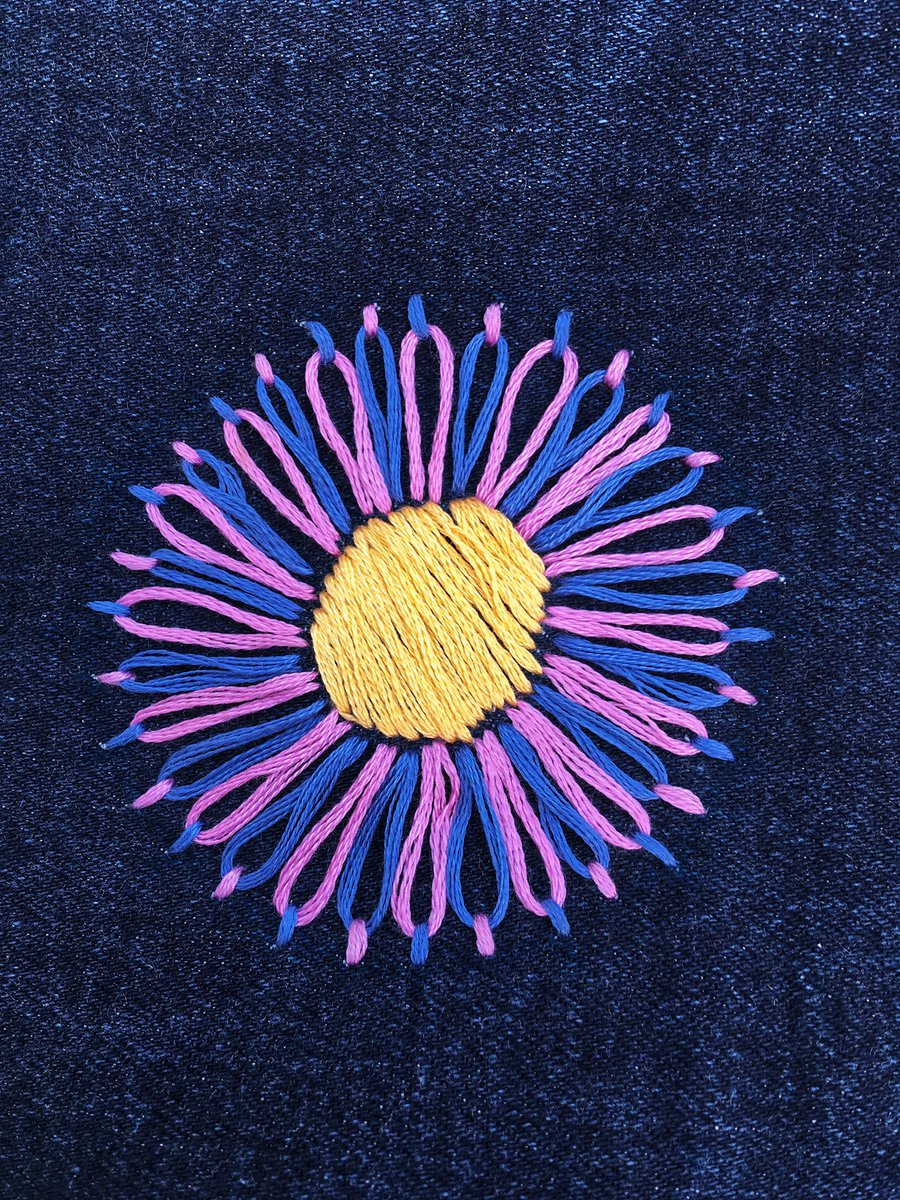 My latest upcycling project from my old jeans. #denim #reducereuserecycle #upcycle #makersgonnamake #craftastherapy #embroideryflowers #embroidery #denimpouch