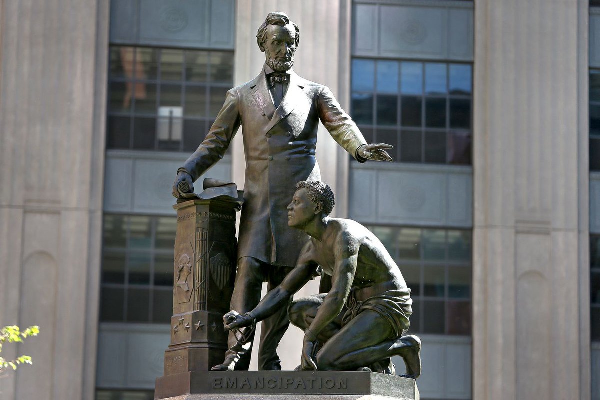 This statue in Boston of Lincoln "bestowing freedom" on a slave is from this mindset.Lincoln wasn't a messiah. He wasn't a Christ-like figure. He was a politician who had complicated and often troubling views on slavery and race.14/