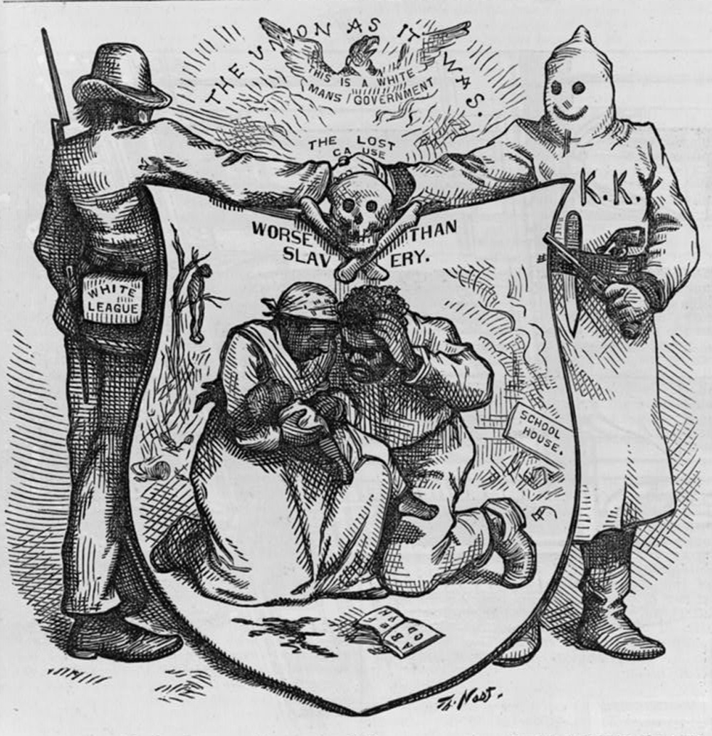 Meanwhile, enforcement of white supremacy went underground and was hidden by the cover of night as paramilitary groups like the Ku Klux Klan took over where the Confederate armies had left off.White supremacy remained a deadly and constant institution.28/