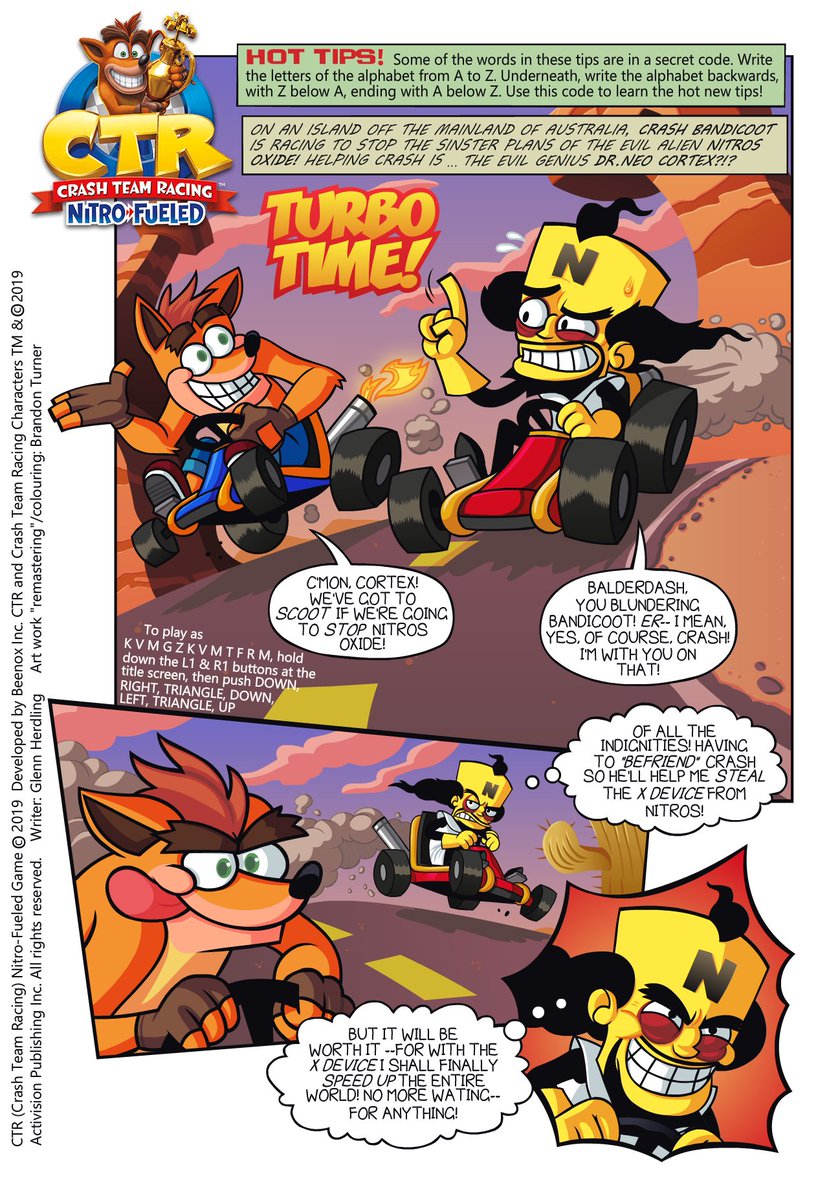 It's the one year anniversary of CTR Nitro-Fueled! To celebrate, I decided to "remaster" an old mini comic that appeared in an issue of Disney Adventures used to promote the original CTR, known as TURBO TIME. Enjoy!
#CrashBandicoot #CTRNitroFueled 