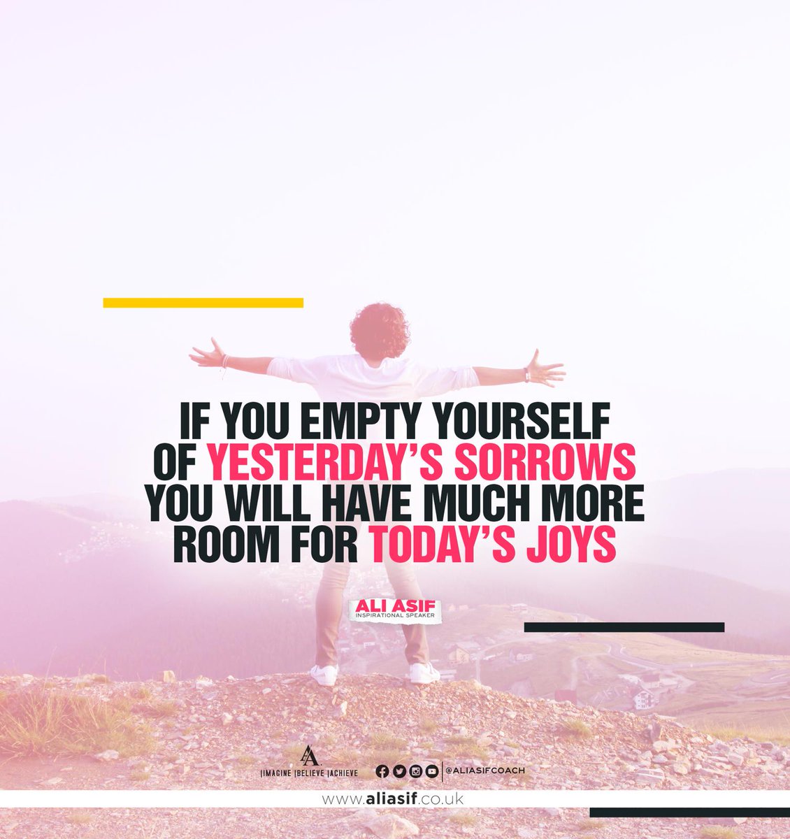 aliasifcoach's tweet photo. If you empty yourself of yesterday's sorrows you will have much more room for today's joys.
#SundayMotivation
#ThinkBIGSundayWithMarsha https://t.co/TTv2BBkopC