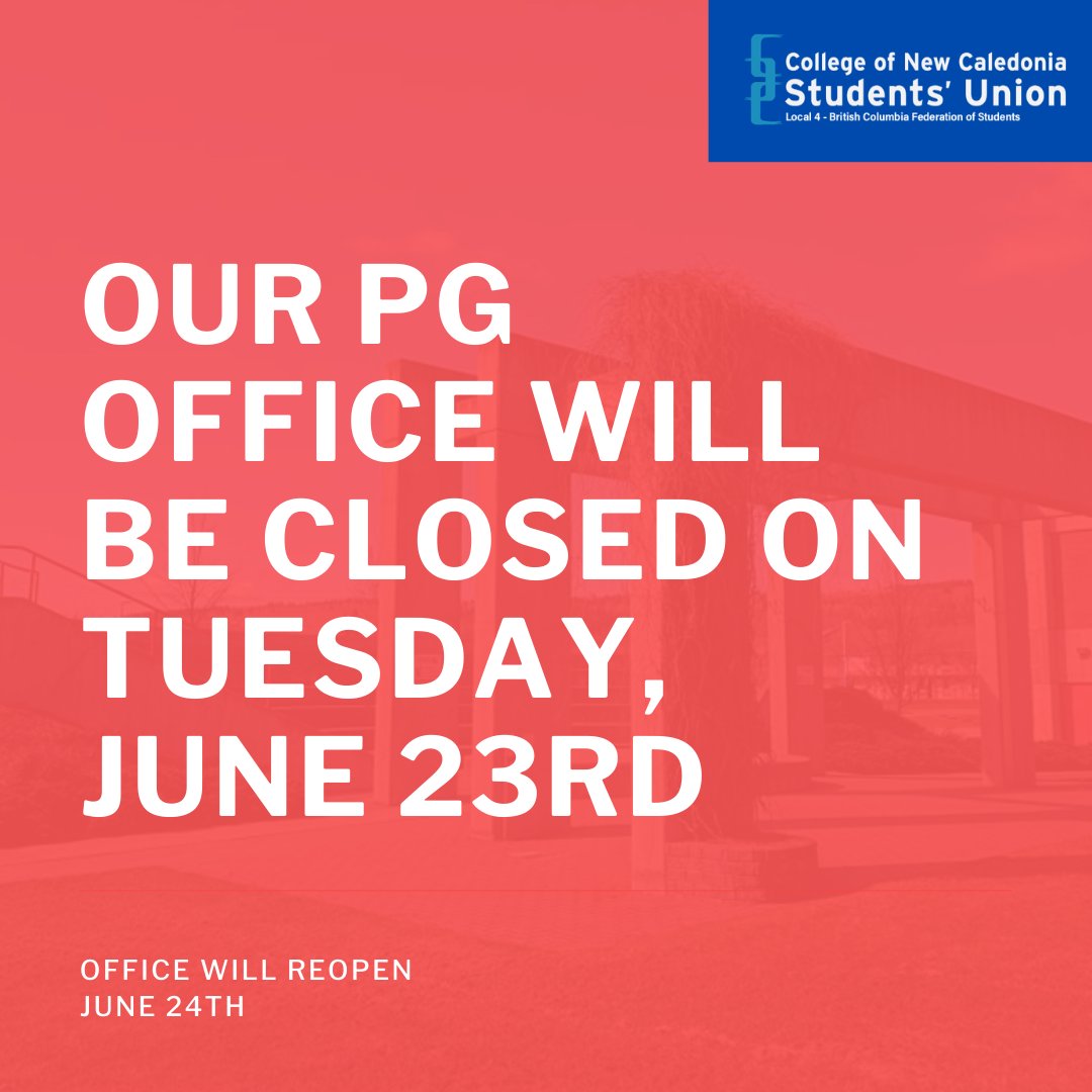 cncsu's tweet photo. Our office will be closed on Tuesday, June 23rd. If wish you contact us you can reach out to us at info@cncsu.ca

We will be open again on June 24th. 👍 https://t.co/x4HZFTB60t