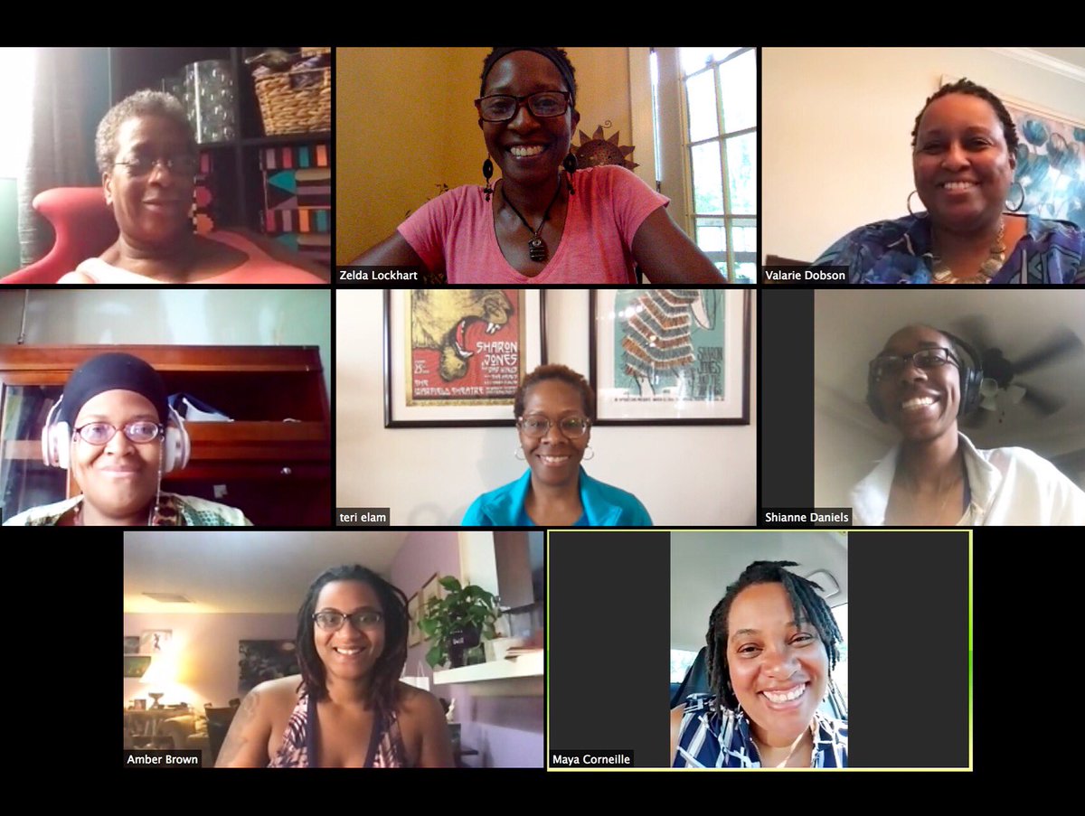 zeldalockhart's tweet photo. Thank You Beautiful #blackwomenwriters for #transformativewriting on manifesting our personal freedoms on #juneteenth weekend. We took the idea of diaspora and inverted it by our connection via video community #blackwomenwrite #writingheals #writinghealsthesoul #writeyourtruth https://t.co/wR3yh5HKQT