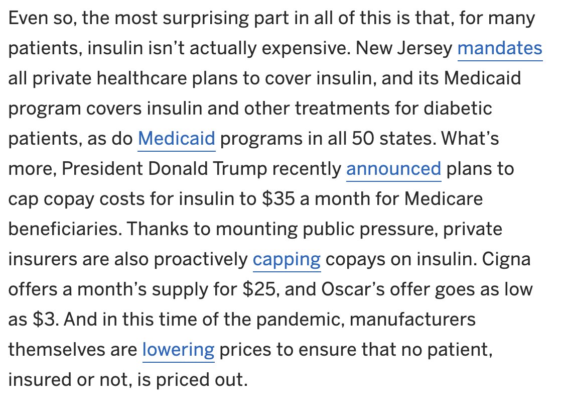 3. I can't even begin to analyze this bullshit word salad. The author's research couldn't have involved talking to anyone with T1D, because nobody with T1D describes insurance this way. Insurance companies have profitable relationships with Pharmacy Benefit Managers (PBMs)...(6/)