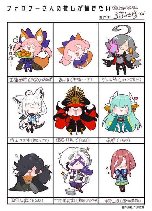 アワワ大変遅くなりましてすみません…|ू・ω・` )
皆さんの推しの子達を描かせて頂けて嬉しかったです!ありがとうございました(つω`*)✨
#フォロワーさんの推しが描きたい 