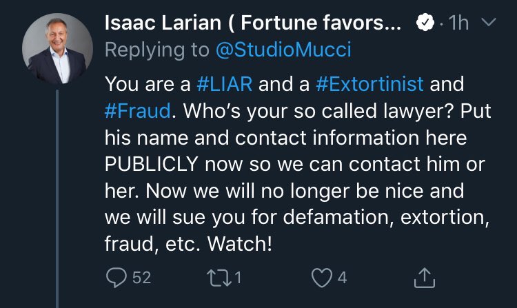 This is @isaaclarian CEO and founder of <a href="/MGAEnt/">MGA Entertainment</a> creator of the #Bratz #LOLSurprise #LittleTikes #NumNoms #PoopieSlimeSurprise #ProjectMC2 #LalaLoopsy &amp; #PopoHair toy lines. His company used <a href="/StudioMucci/">Amina Mucciolo</a>’s likeness without pay for a @LOLsurpriseDoll &amp; now hes harassing her online.