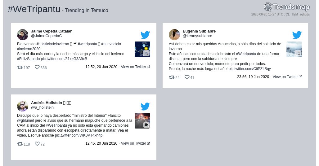 TrendsTemuco's tweet photo. #wetripantu es ahora una tendencia en #Temuco

https://t.co/MHoa8xU8Z3 https://t.co/1HbhTRL7Ig