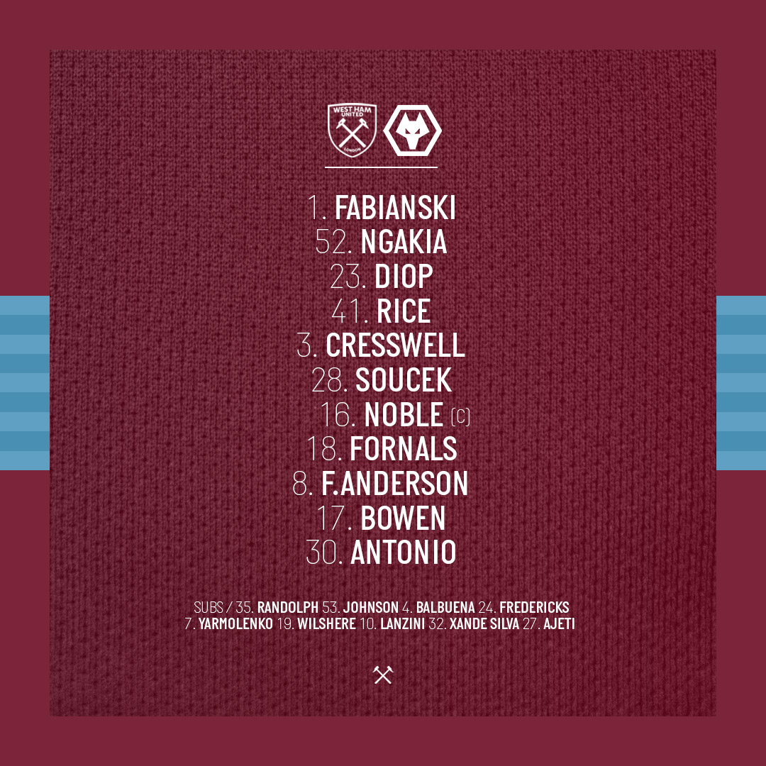 Today's line-up ⚒

#WHUWOL