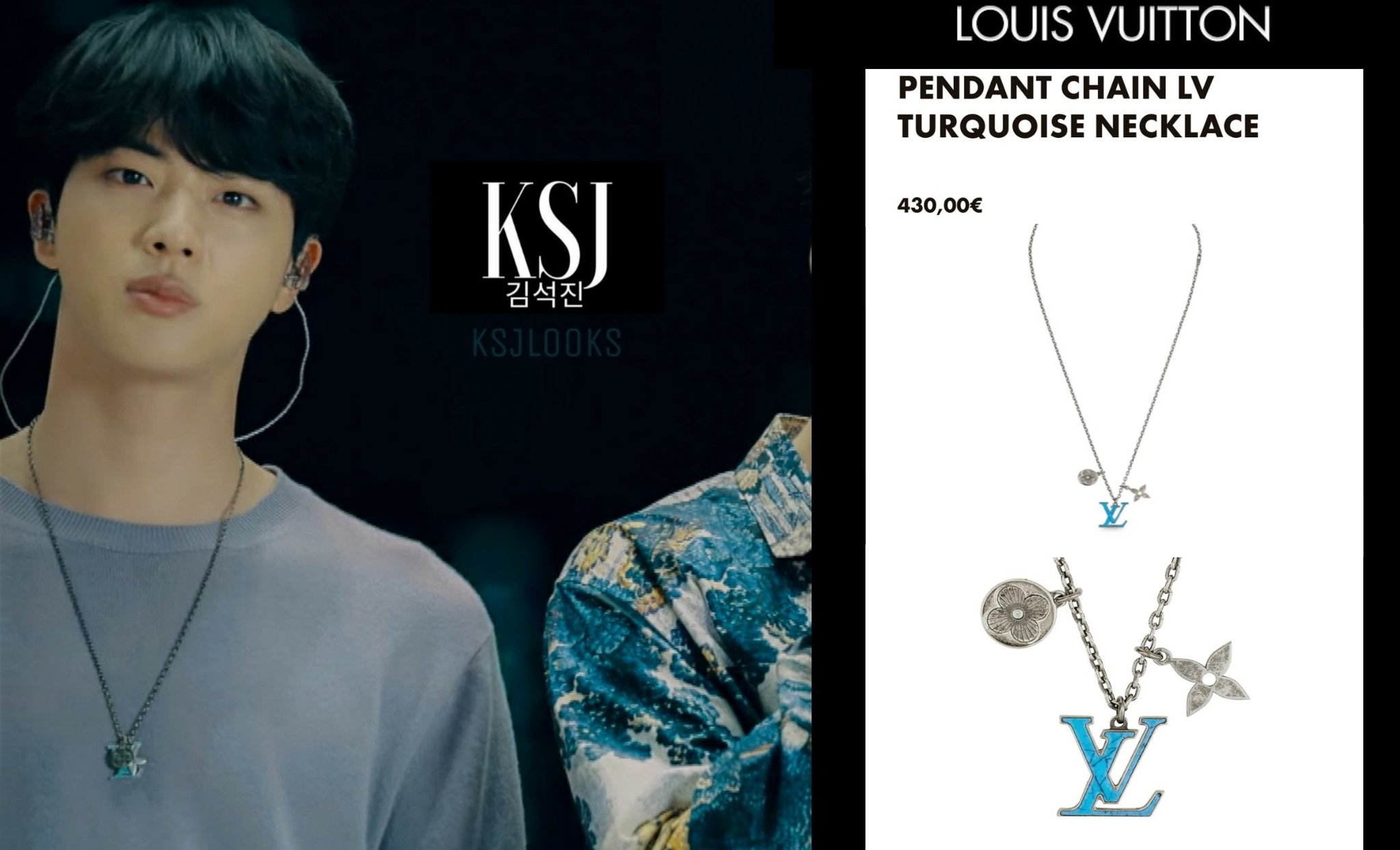 🌙 (slow) on X: #JIN wearing a Louis Vuitton Pendant Chain