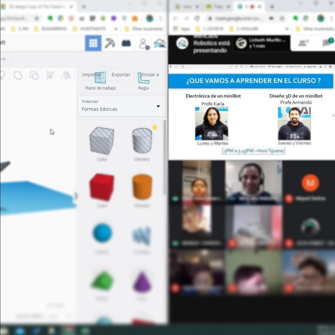 Iniciamos el miniCurso BETA
¡HOY!👩‍🏫👨‍🏫🎉
Nos emociona mucho comenzar este curso de Electrónica Básica y Diseño 3D con nuestros #miniMakers de #México 🇲🇽 y también de #Ecuador 🇪🇨
Bienvenidos a la familia MiniLabs
#robotics #stem #steam #STEMgirls #stemprojects #STEMboys #tinkercad