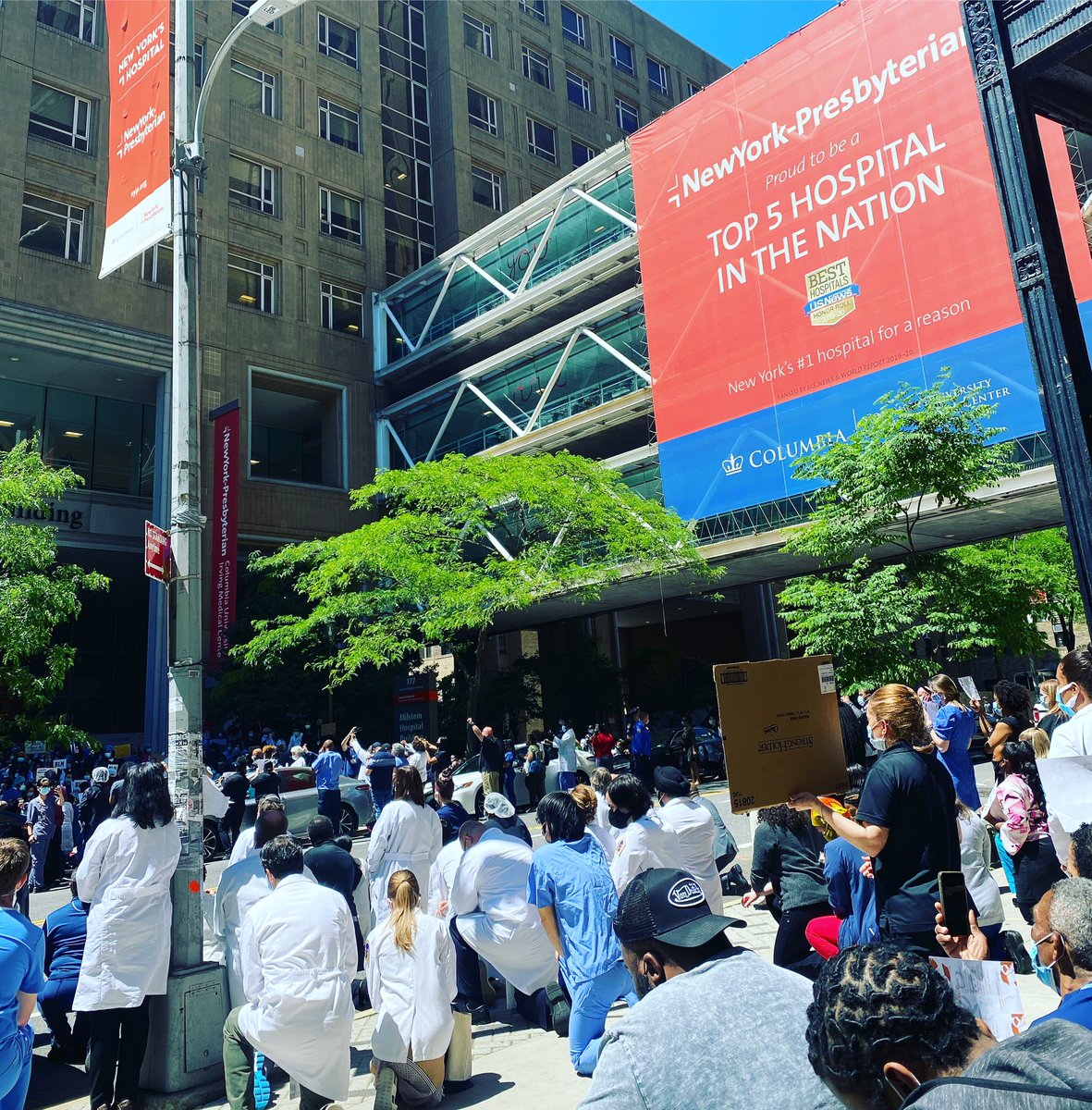 Proud of our NYP team. White Coats for Black Lives Matter ✊🏿✊🏽✊🏼✊🏾✊🏻