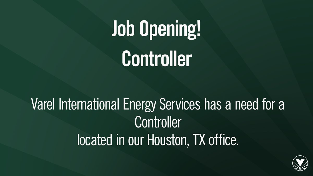 Varel is looking for a Controller located in our Houston Texas office. If you are looking for more information about the job or would like to submit your resume please click: zcu.io/fwNY