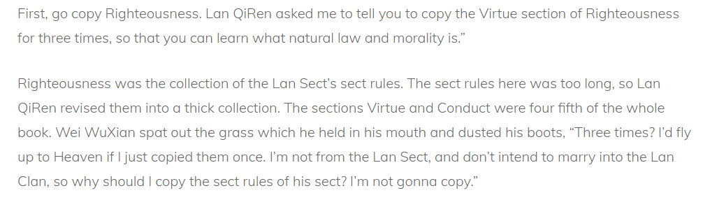 "I don't intend to marry into the Lan Clan" - Wei Wuxian, not realising how much he is gonna eat his words in the future