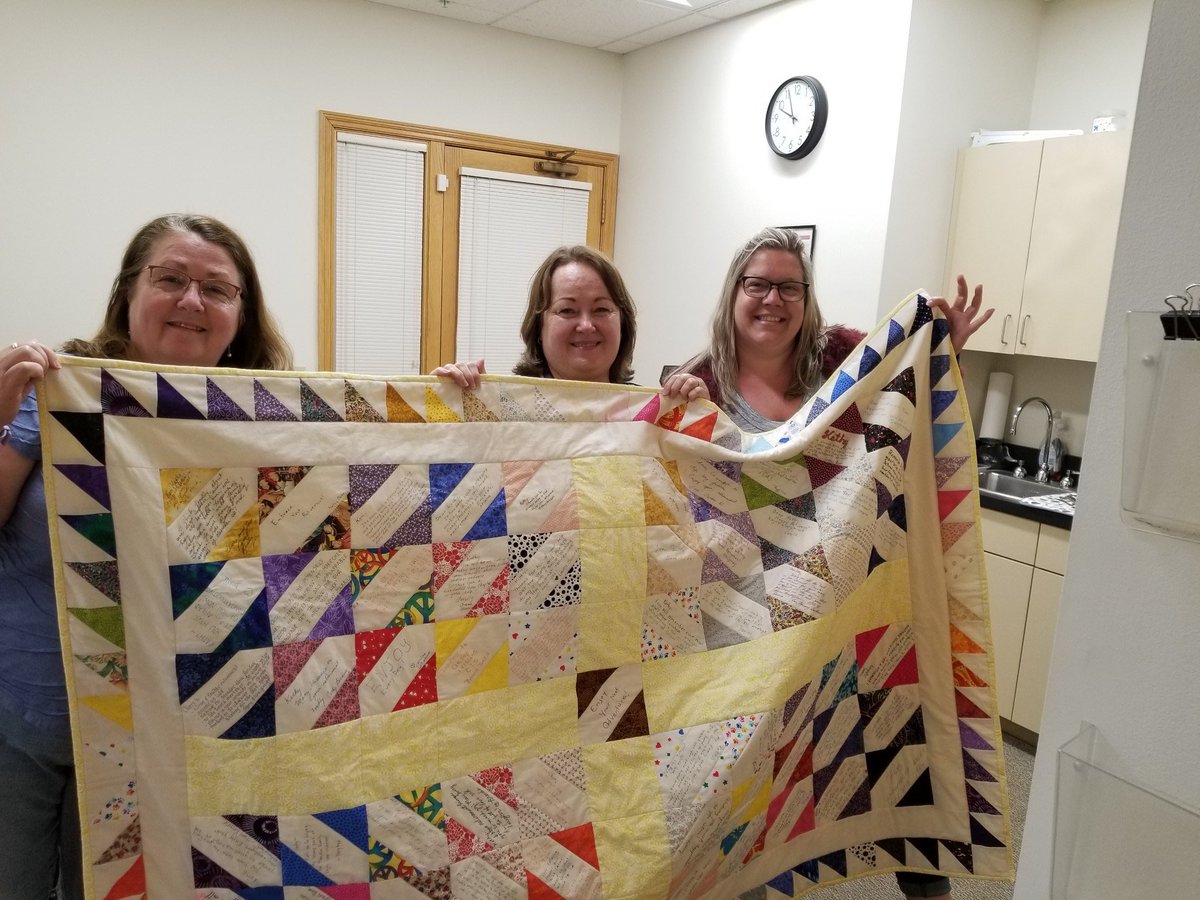 Retirement quilt made for Mrs. Spina handmade by our own talented Mrs Visby!  Enjoy the memories and Happy Retirement Mrs. Spina!  We will miss you #d60learns