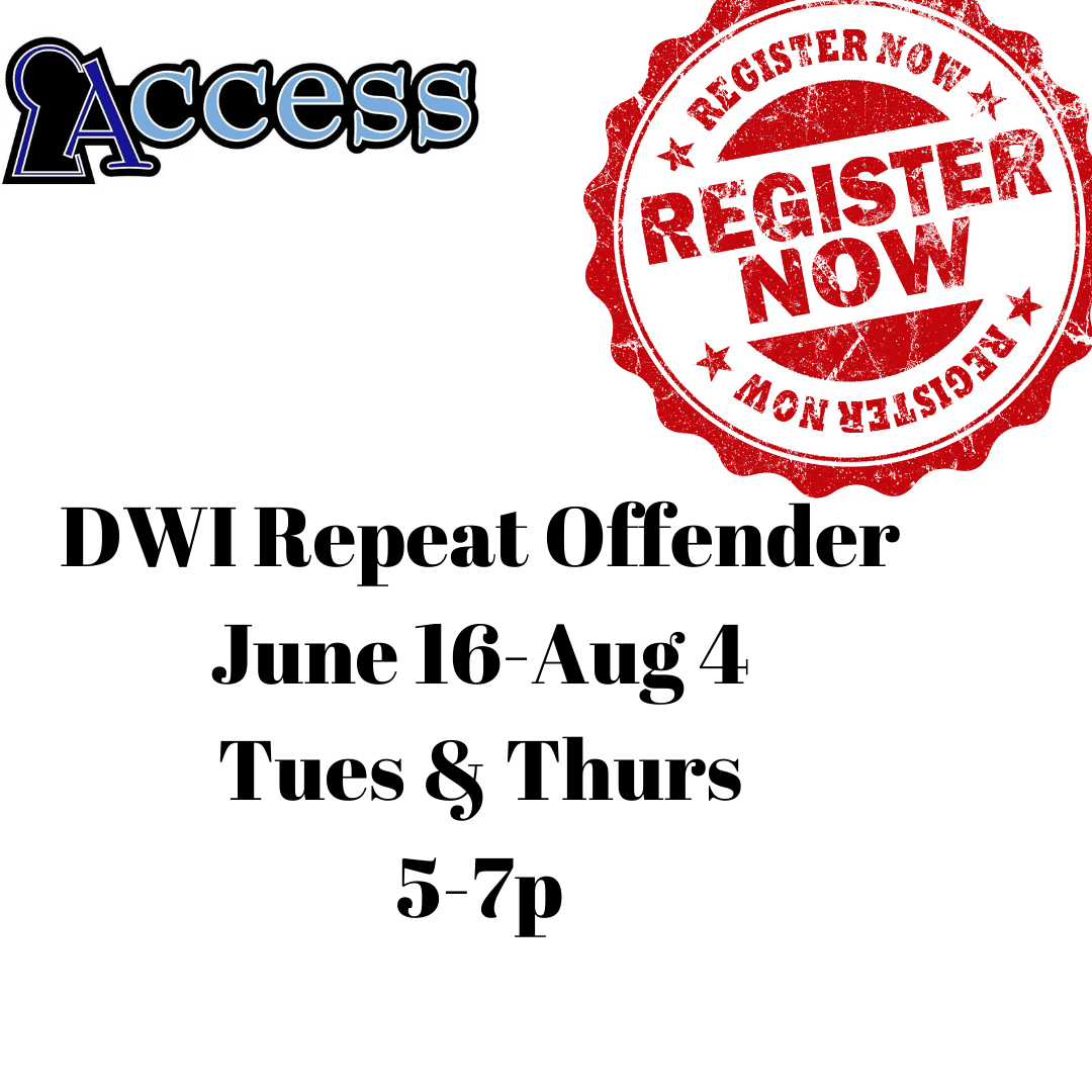 Accesstreatment's tweet photo. DWI Intervention class (Repeat Offender) meets the state requirements for the court mandated class. Class size is limited due to CDC social distancing guidelines. Call to register for the class. #accesscounseling #accesstreatment #familyrecovery #bookonaddiction #recoveryworks https://t.co/nifjARgve5