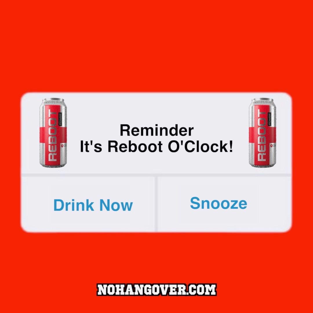 GetReboot's tweet photo. Don’t let a #Hangover ruin your day, drink #Reboot and back to 100% 🥂 ⠀⠀
⠀⠀
#NoHangover #RebootPower #Hungover #PartyWithNoGuilt #DrunkMemes #Monday #Hangover https://t.co/6exX4RLonL