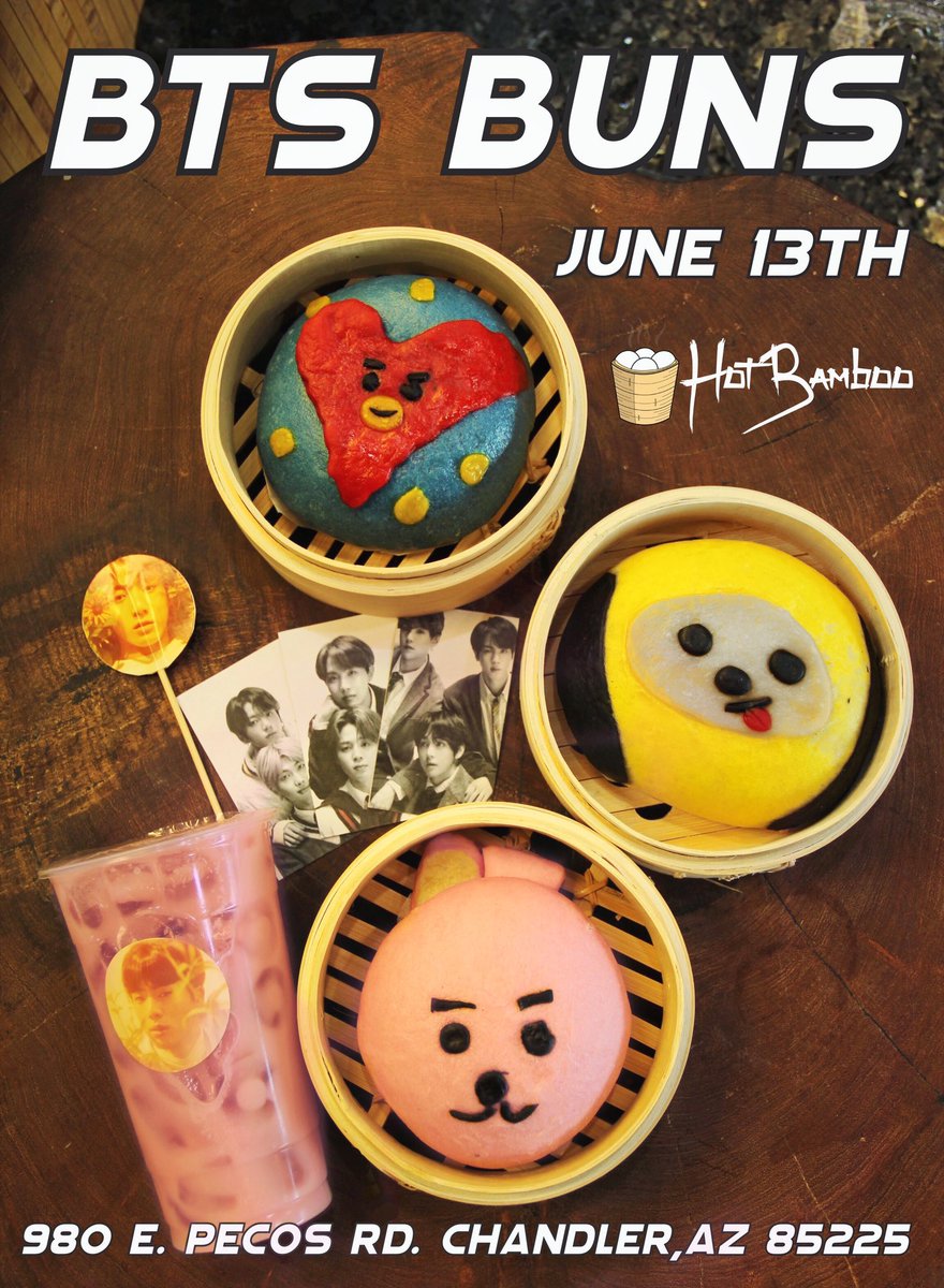 AZyouniverse's tweet photo. AZ ARMYS!!

Hot Bamboo is doing something special for BTS anniversary on the 13th &amp; 14th! If you stop by you will be able to see some familiar faces 🤤 

You will also get a photocard as a freebie and 3 lucky winners will have a chance to win a MOTS: 7 album (ver 1, 2, or 3)! https://t.co/LF2tr2ClKv