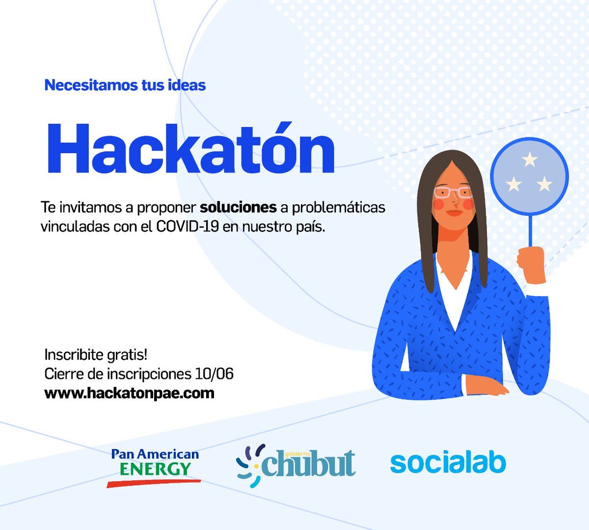 tekuoia's tweet photo. Necesitamos I D E A S que puedan mejorar el mundo post pandemia ¿te sumas?
👉Inscribite en: https://t.co/Y9axP5YXh5
🗓️Cierre de inscripciones el: 10/6
🖥️Hackaton online el: 12, 13 y 14 de junio.
🙌¡Súmate para crear soluciones innovadoras en este momento de necesidad! https://t.co/Z6PUDdeqfH