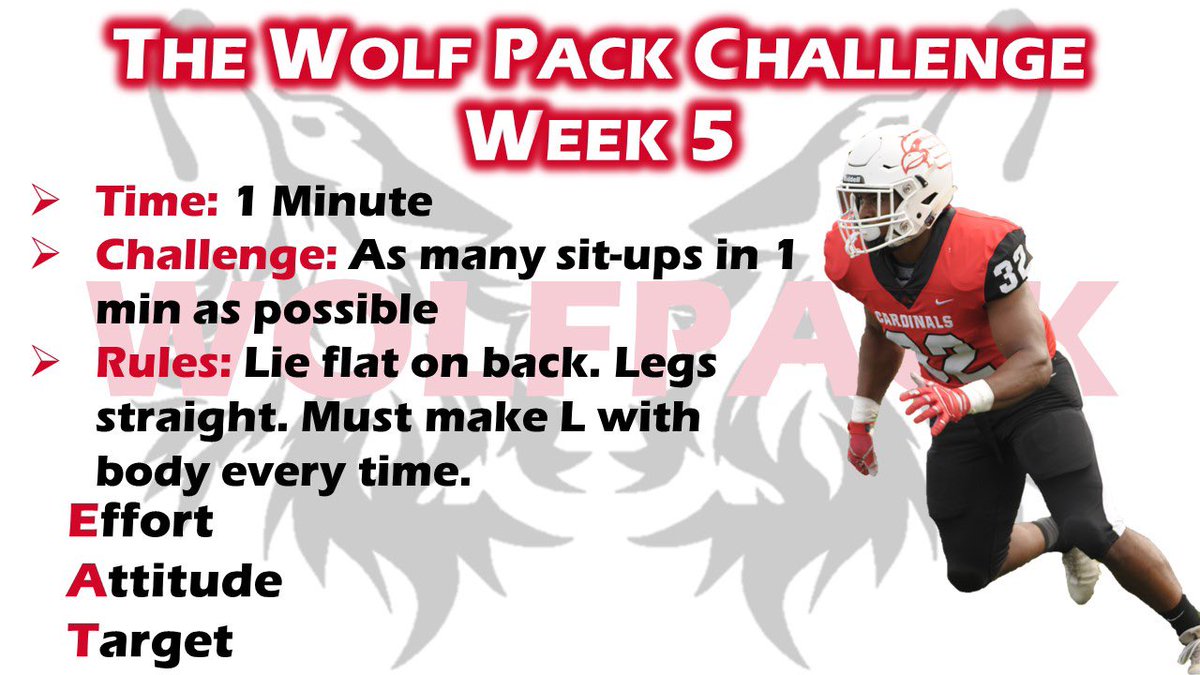 CoachDomClegg's tweet photo. 🚨🚨🚨🚨🚨🚨🚨🚨🚨🚨🚨

Since we’re into Summer☀️ we might as well work on them 6 packs!

This week we have sit-ups!

Let’s go fellas! Have some fun! Let’s get a little better together!

#WolfPackChallenge🐺🏆
#A1phaDogs🐺🐶
#DubU⚫️🔴 https://t.co/5illfWR9EZ