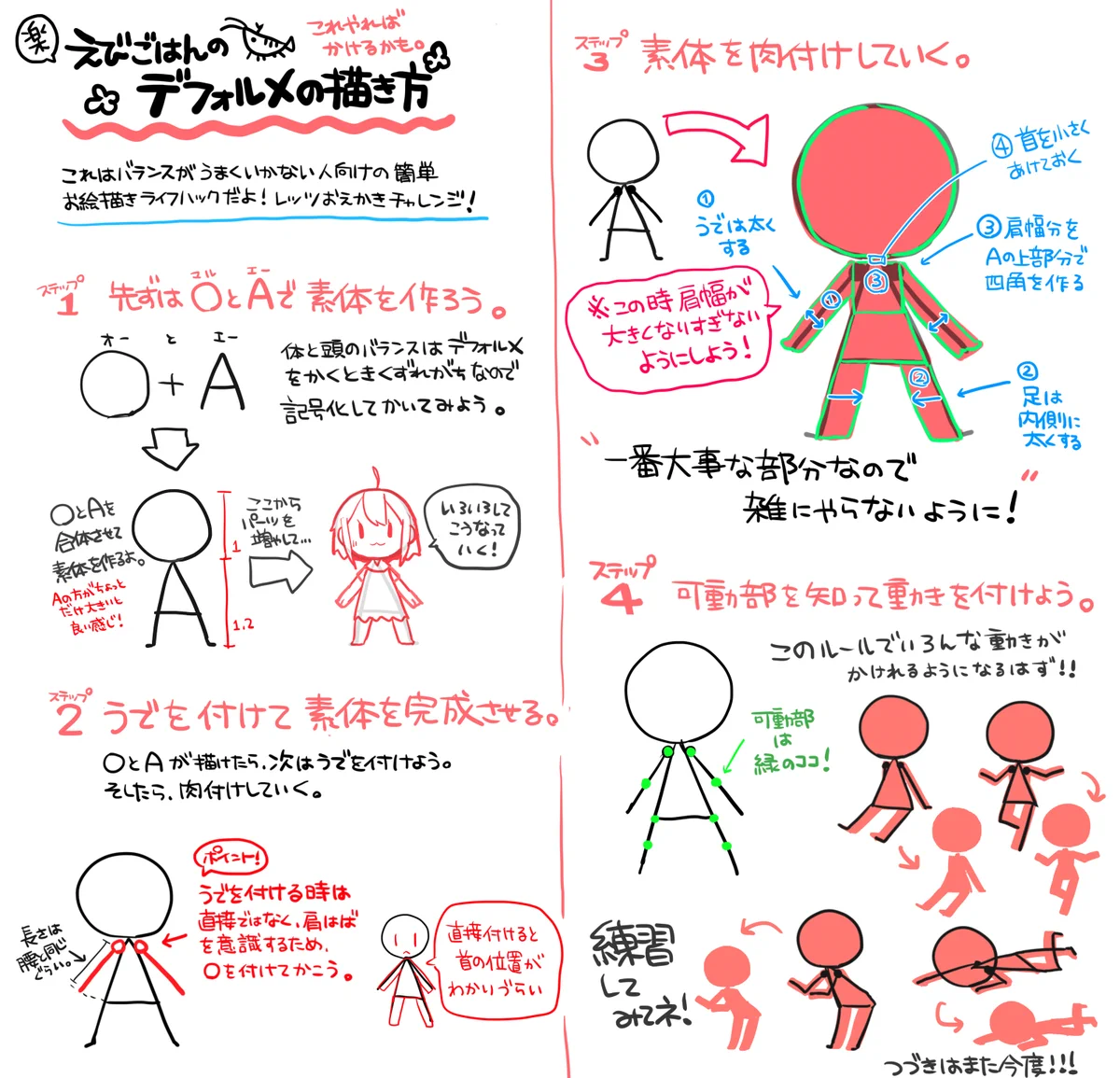 レッツお絵描きチャレンジ！デフォルメの描き方が分かりやすい！