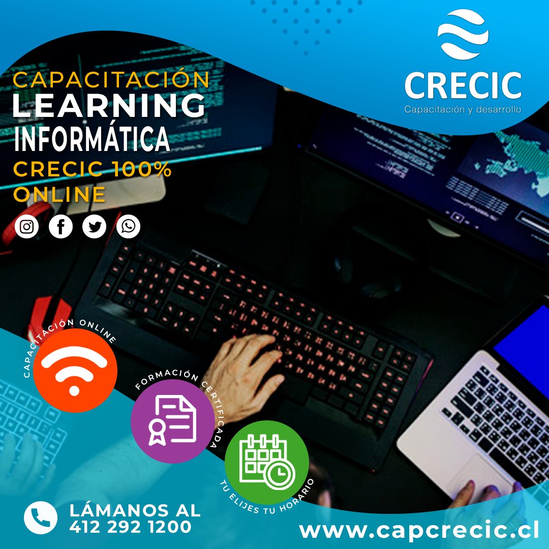 CapCrecic_cl's tweet photo. En Crecic Capacitaciones estamos 100% online con nuestra plataforma Milearling.
🔹Tu Propio Horario
🔹Formación Certificada
🔹Capacitación OnLine
📌 Acreditado por NCh2728
📌 Ofrecemos al Estado de Chile cursos a través de Convenio Marco en diversas áreas de especialidad https://t.co/tJd9ktTR8q