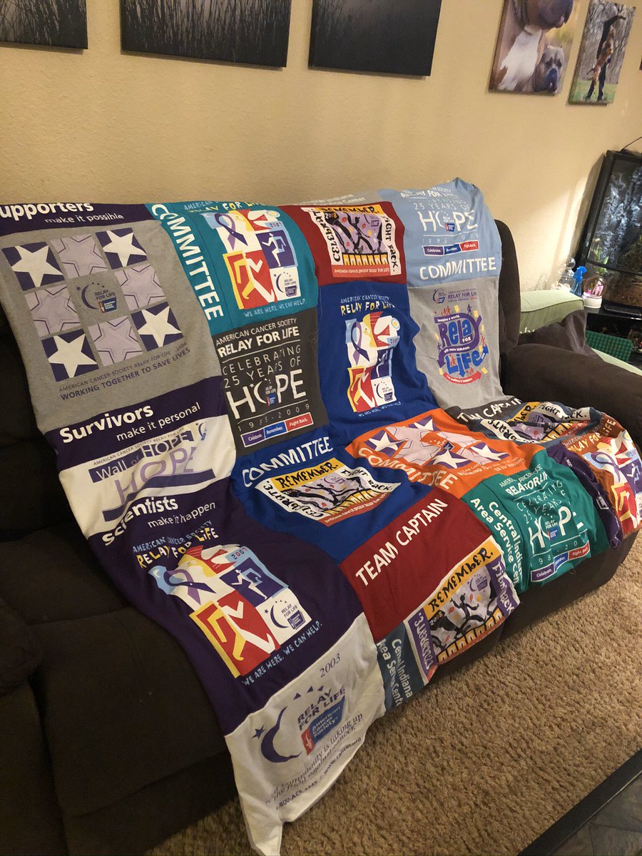 Finally finished my relay quilt.... Many years of memories and friends and loved ones #relayforlife #americancancersociety